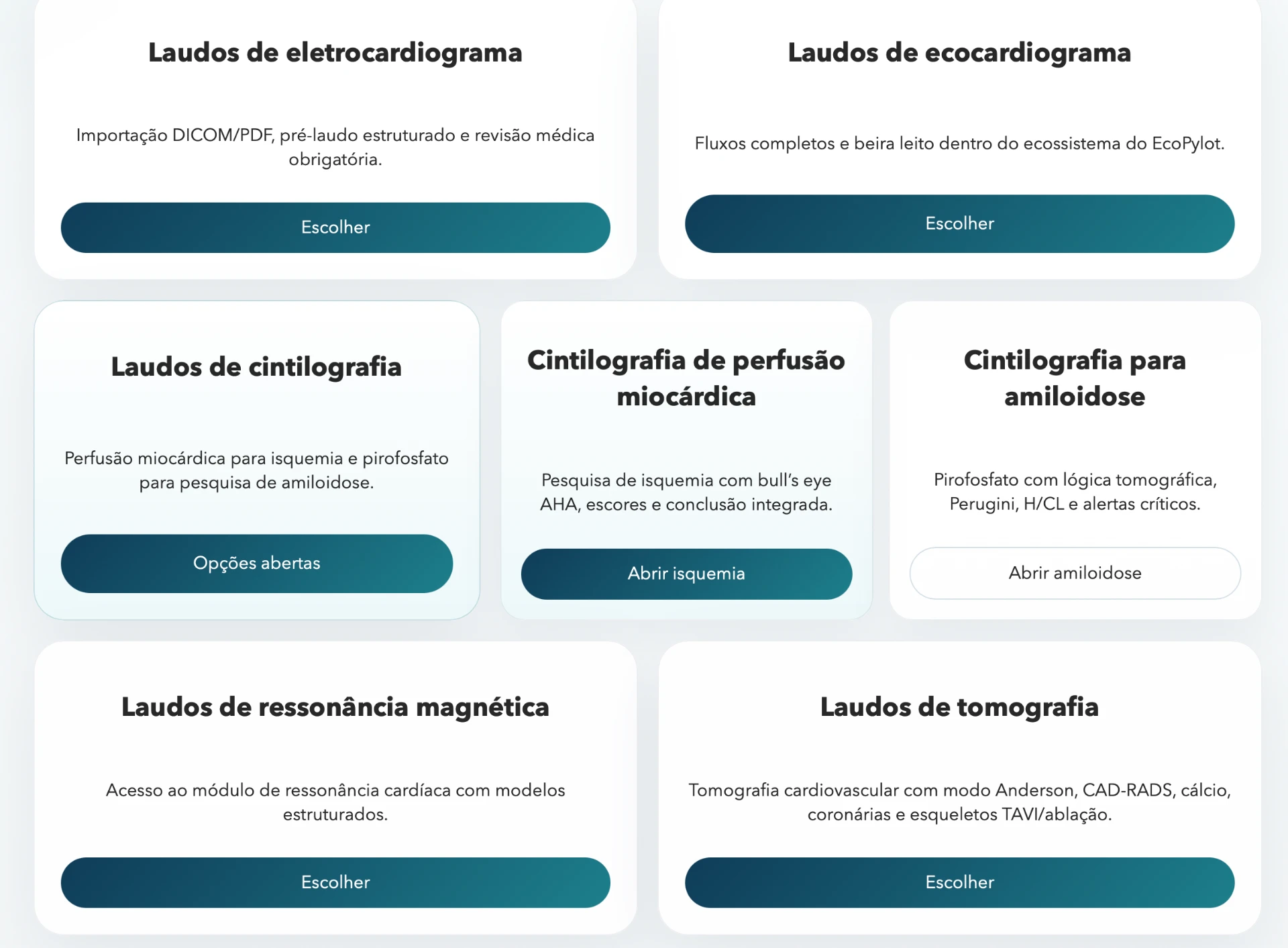 Grade de módulos clínicos
